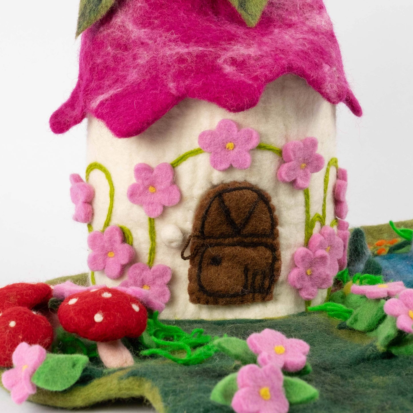 Finger Puppets - Felt Pink Fairy Cottage