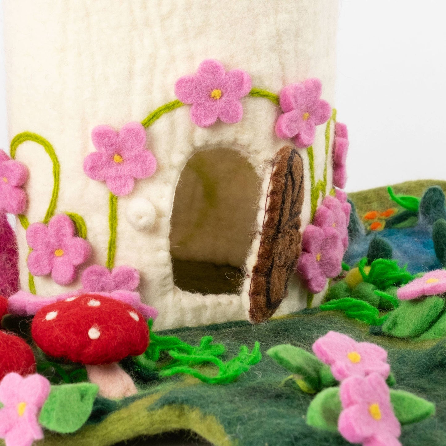 Finger Puppets - Felt Pink Fairy Cottage