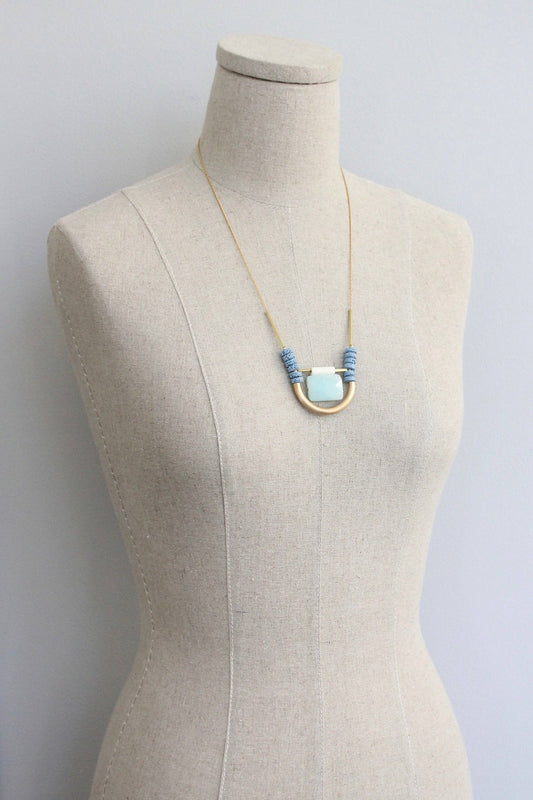 KYL224 amazonite and lava bead necklace