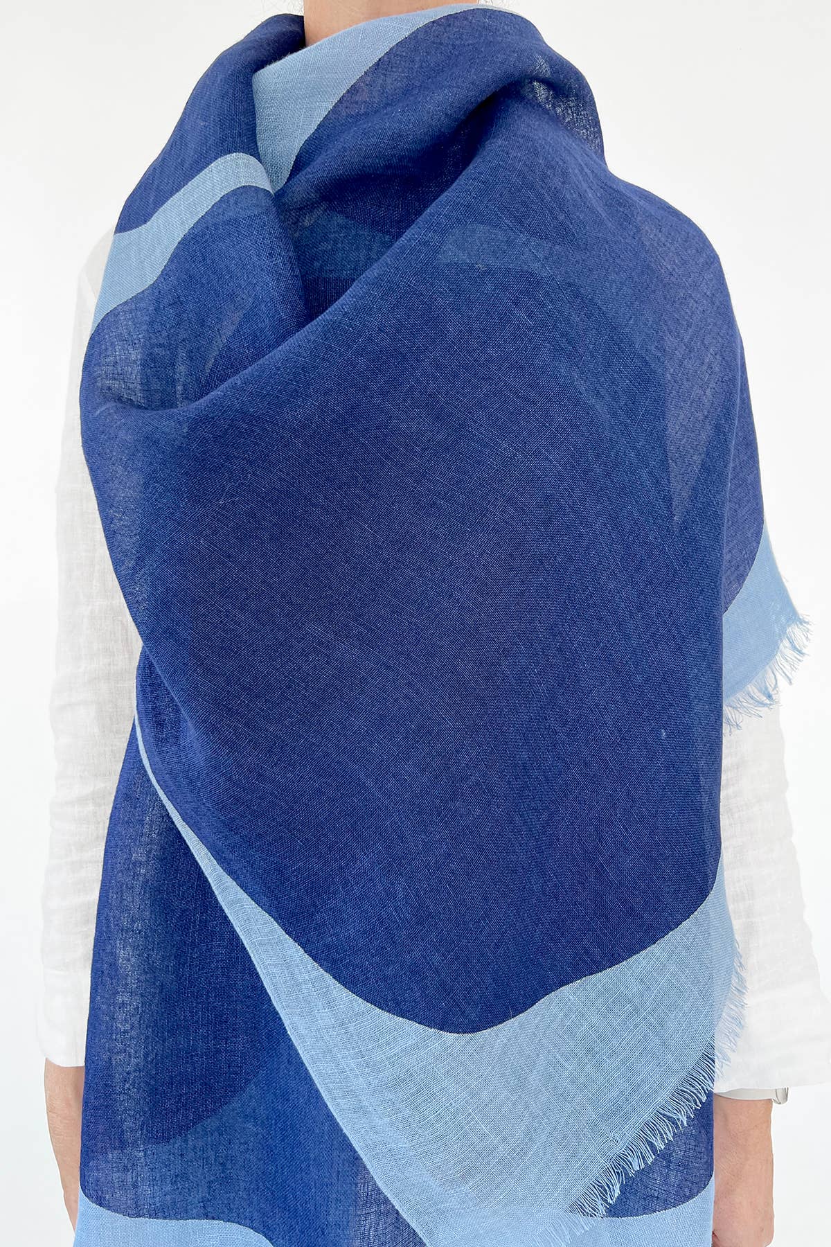 Linen Scarf: Rocks Blue/Blue