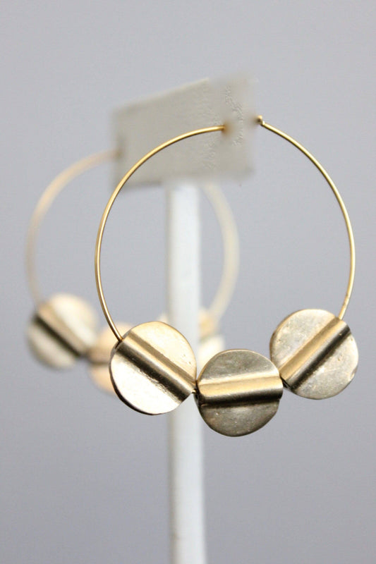 SAHE17 Brass disc hoop earrings