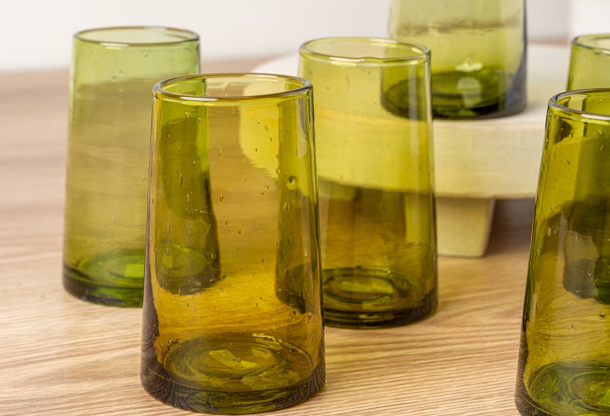 Moroccan Cone Glassware Large - Honeyed Moss