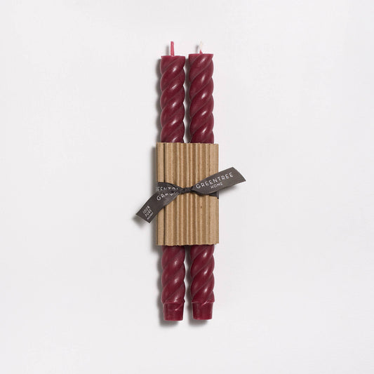 10" Rope Taper Candles: Rhubarb