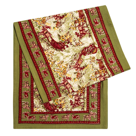 Renne Reindeer Red & Green Runner: 16" x 90"