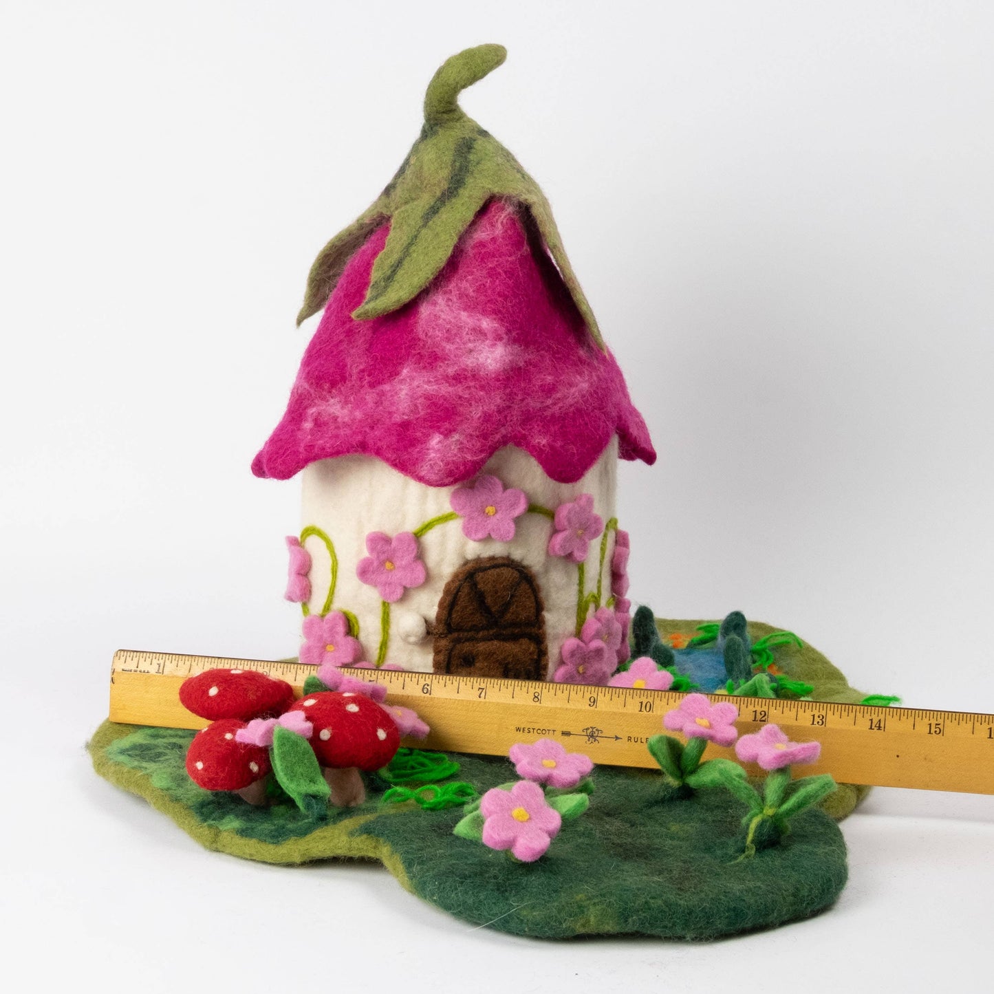 Finger Puppets - Felt Pink Fairy Cottage