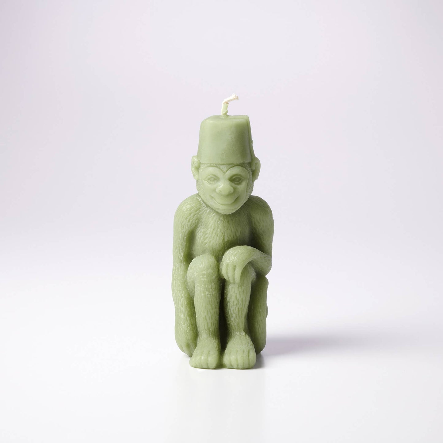 Monkey with a Fez Beeswax Candle: Spring green