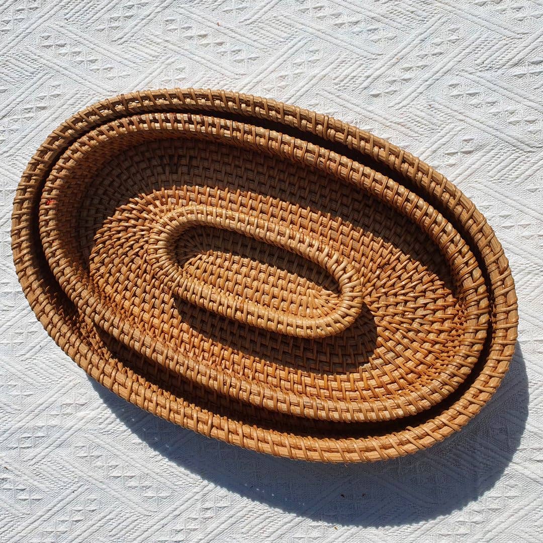 Oval Rattan Tray (Set of 3)