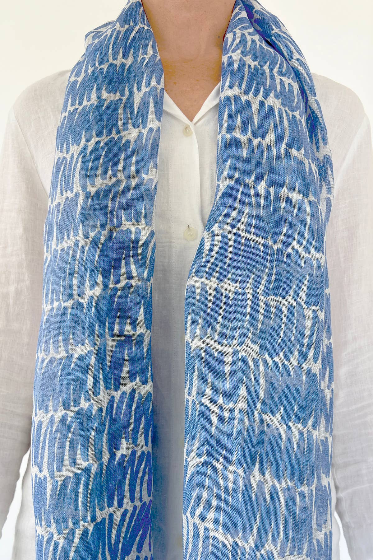 Linen Scarf: Rocks Blue/Blue