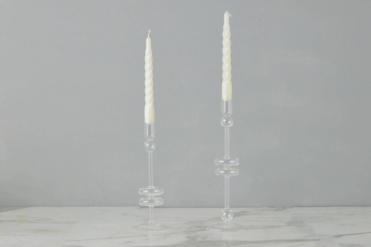 Glass Candlestick, Medium, Clear