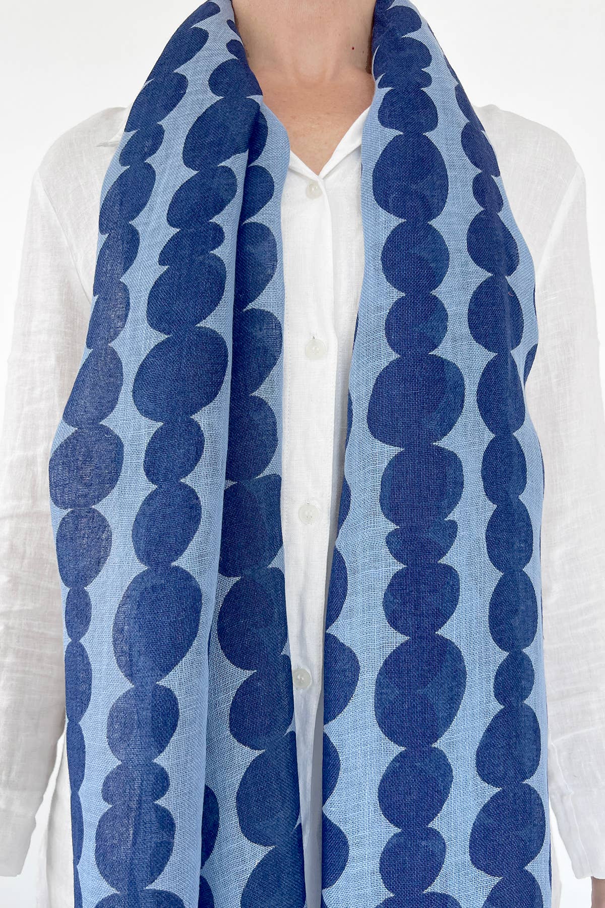 Linen Scarf: Rocks Blue/Blue