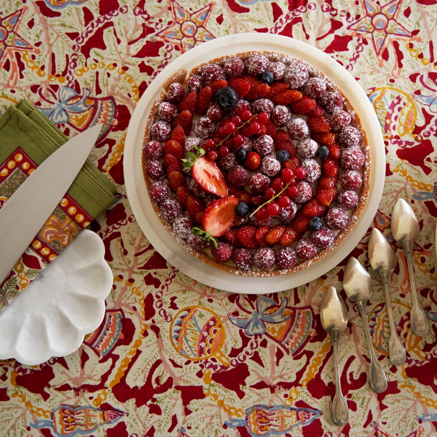 Noel Red & Green | French Tablecloths: 71" x 128"