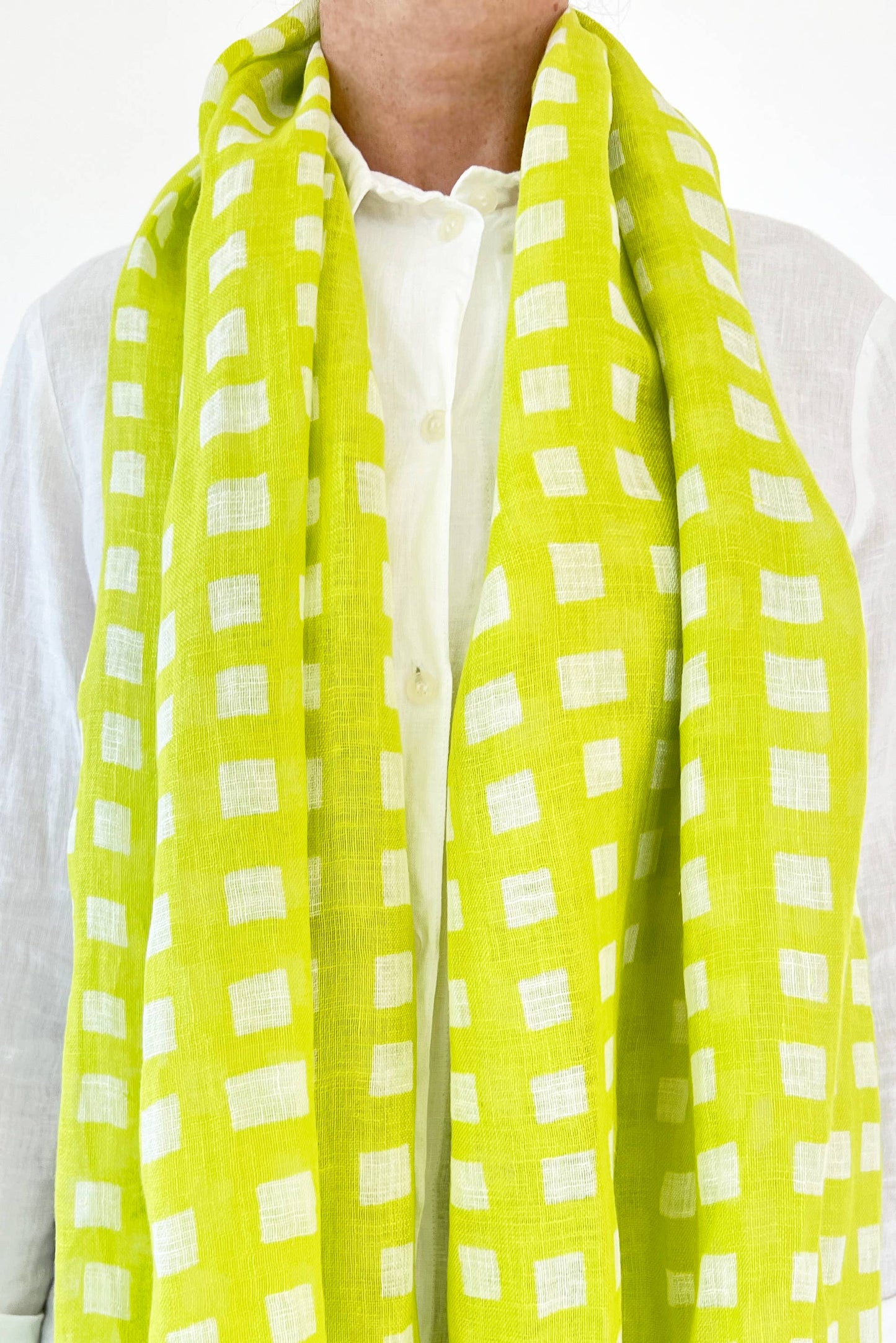 Linen Scarf: Rocks Blue/Blue
