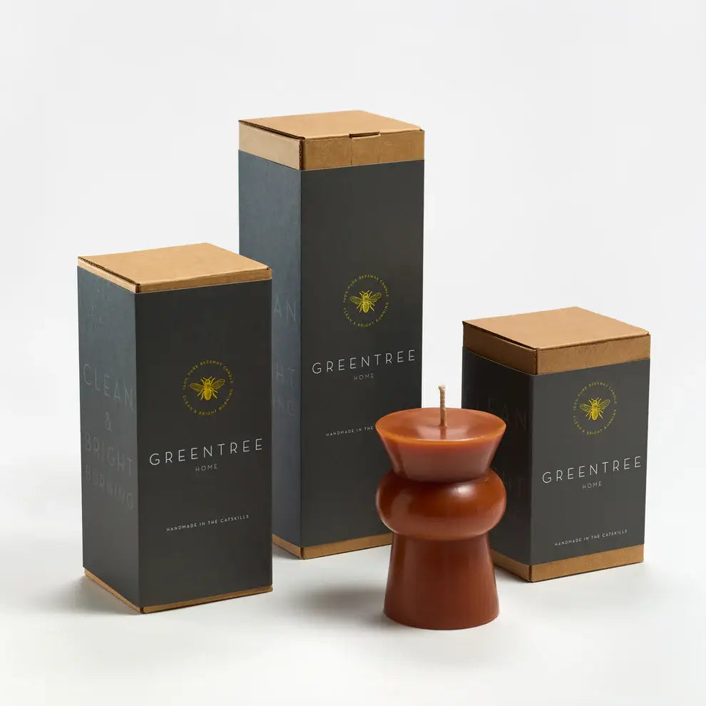 Josee Pillars Handmade Beeswax Sculptural Candles: Bittersweet / Squat