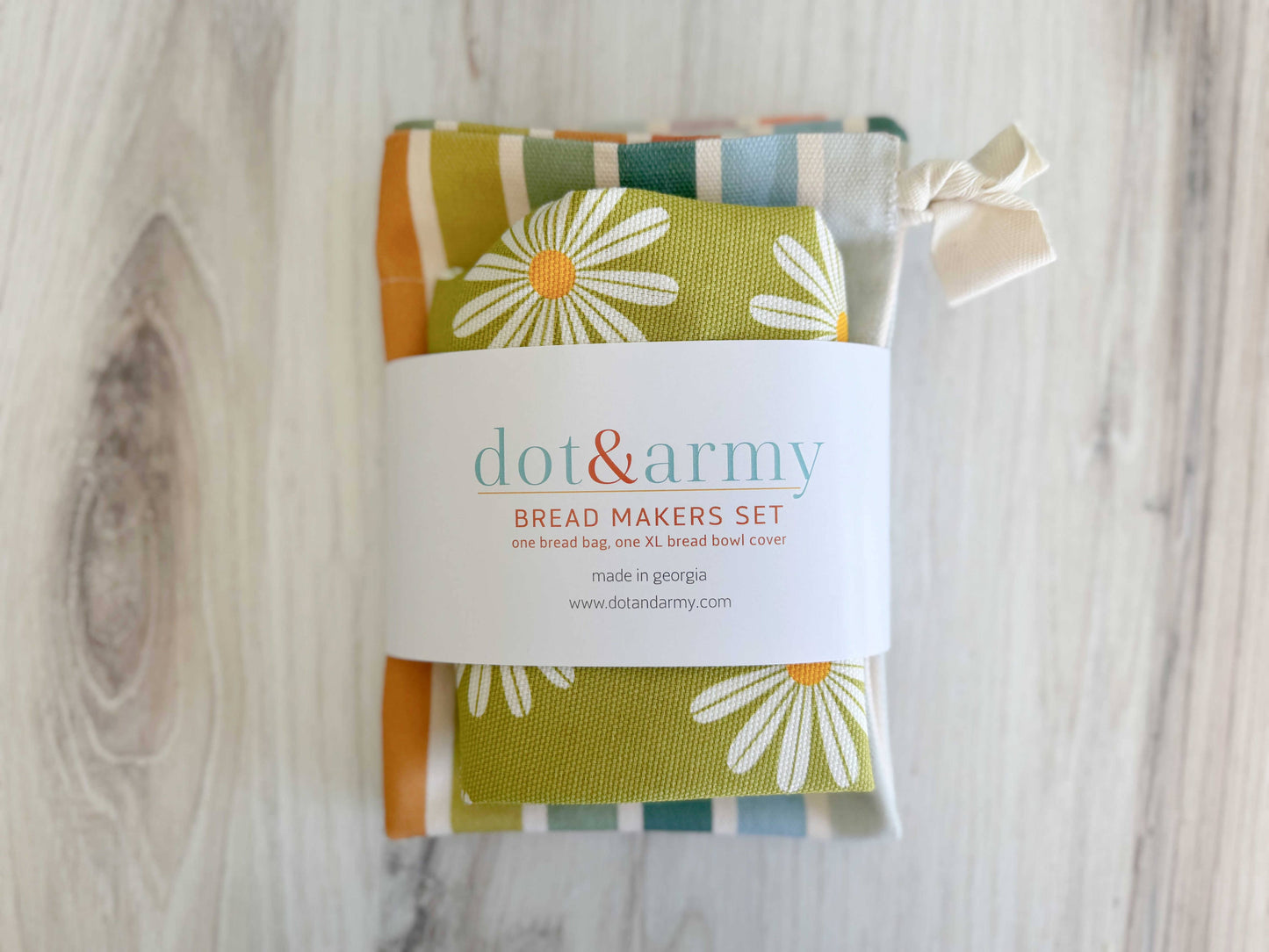 Bread Makers Set- Bowl Cover and Bread Bag- Daisy and Stripe