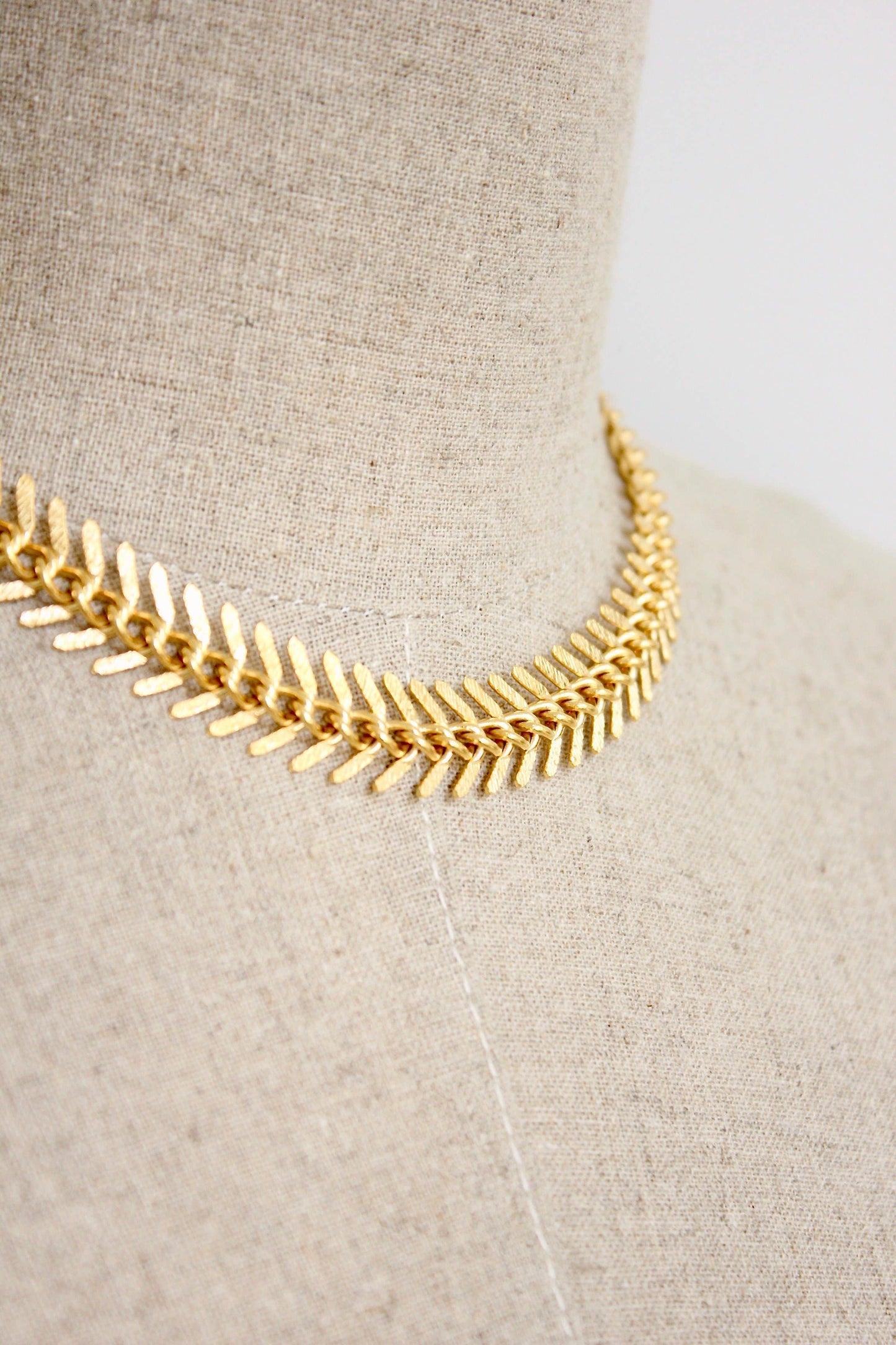 DOR215 Gold Chain Fish Bone Necklace