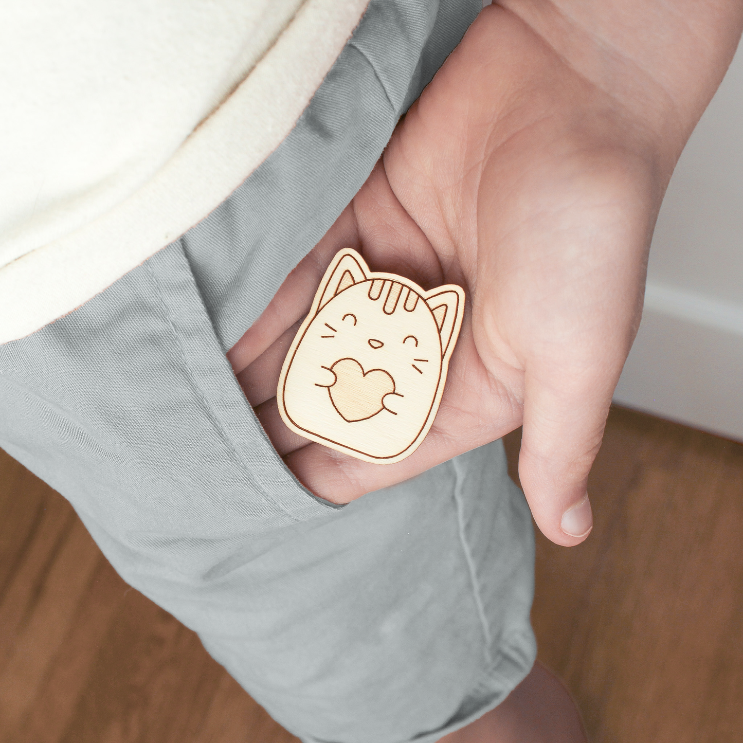 Wooden Pocket Hug, Rabbit. Thinking of You Gift