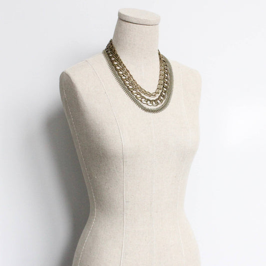 CHR217 Multi strand brass ox chain necklace