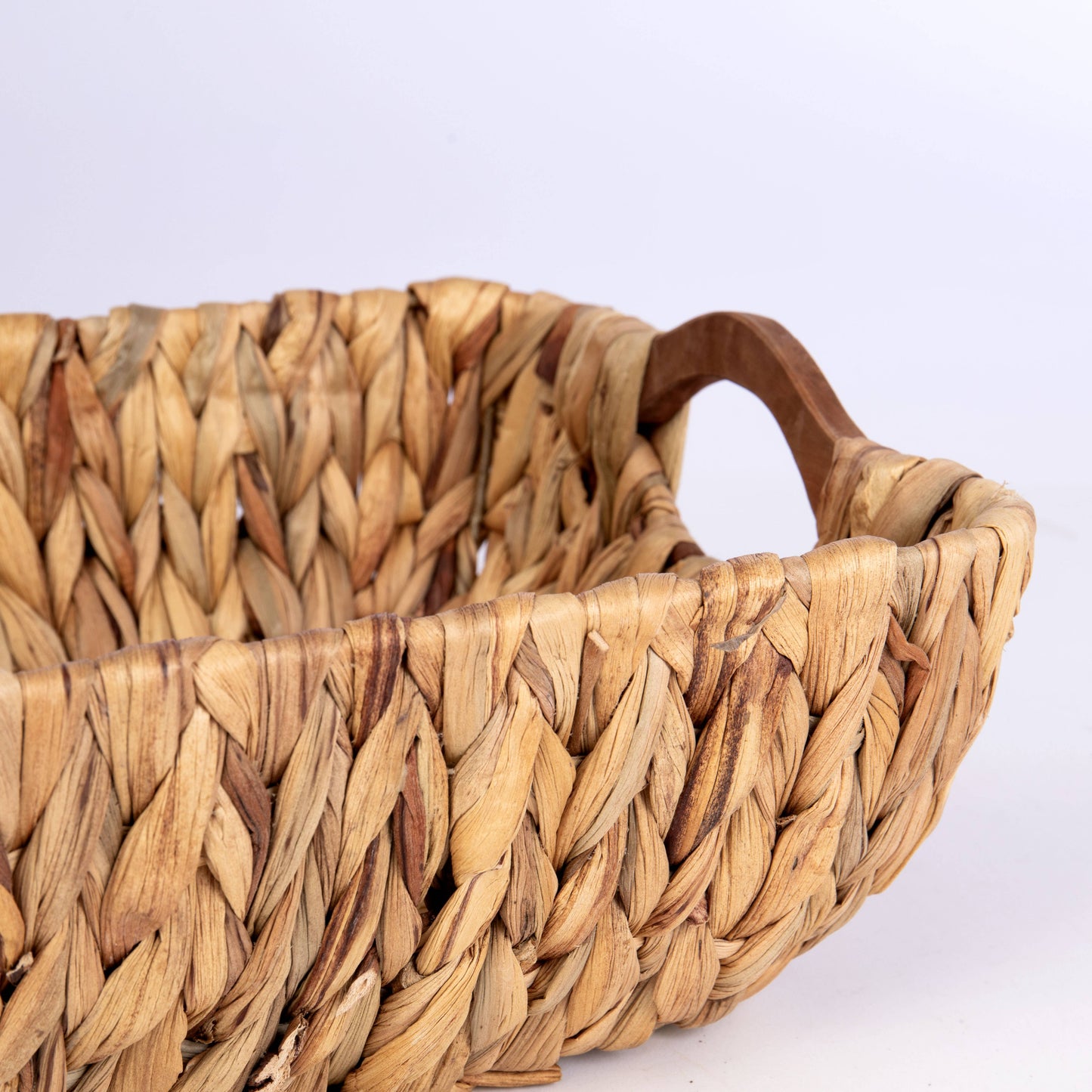 Rectangular Hyacinth Tub Basket w/wood handles