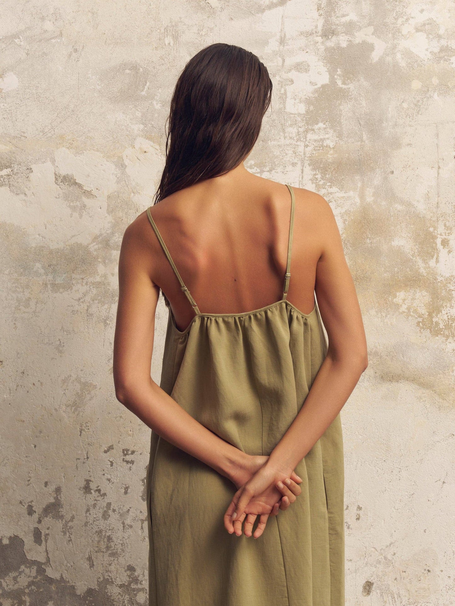 Bliss Flow Maxi Dress - Khaki Green: Khaki Green / M-L
