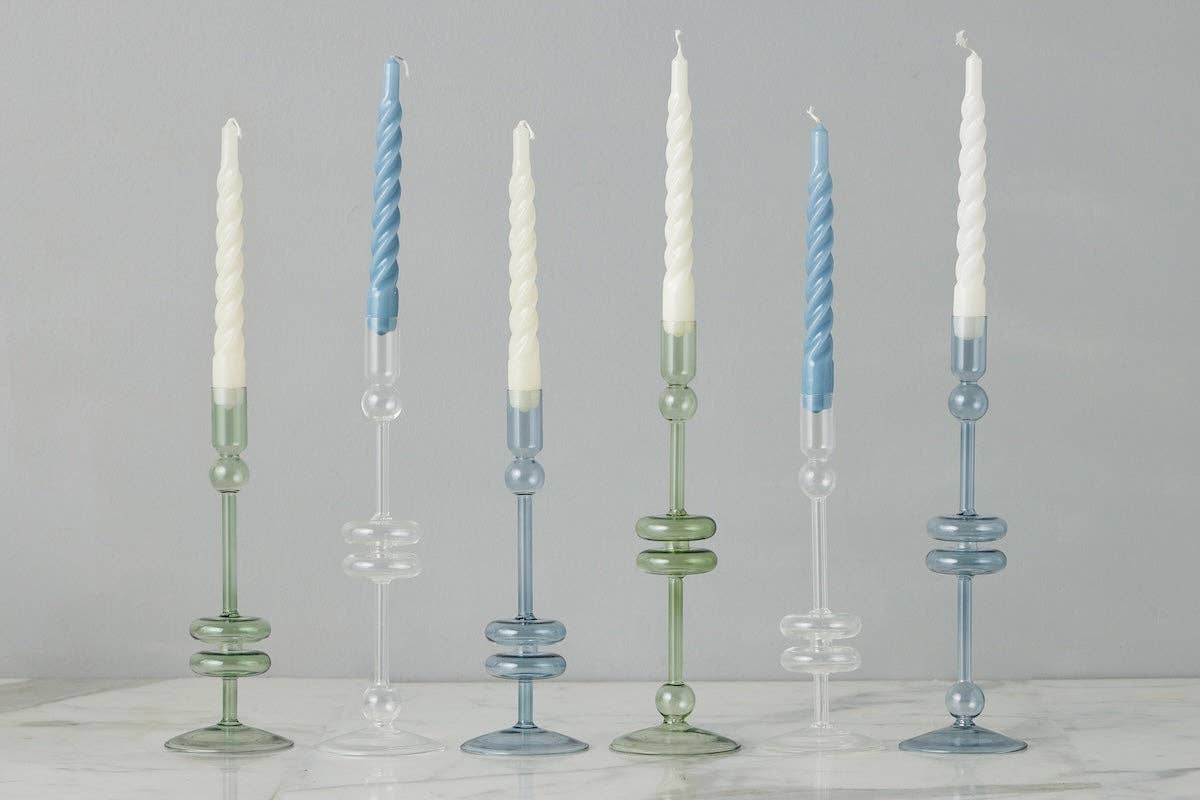 Glass Candlestick, Medium, Clear
