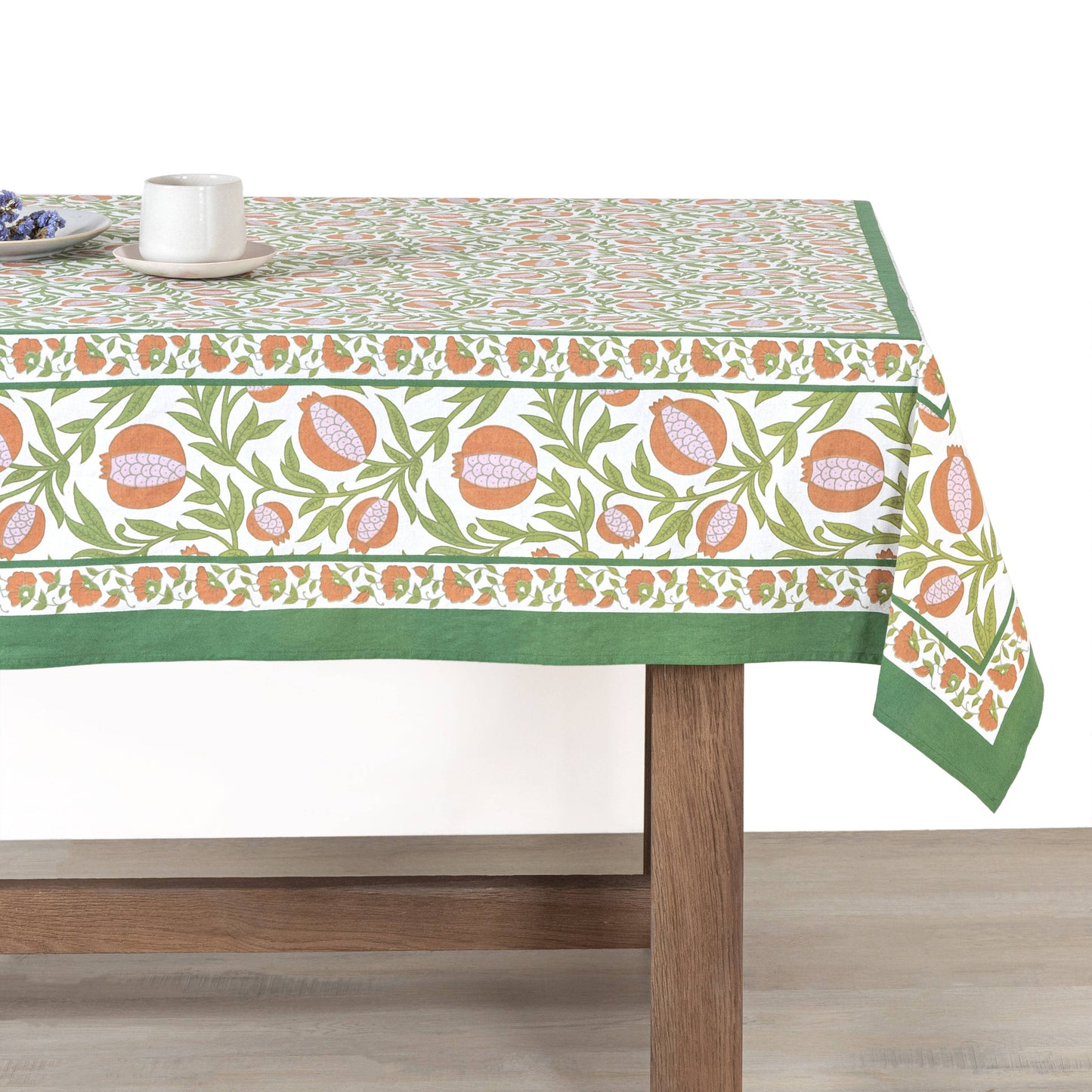 Grenadine Orange & Green Tablecloth: 71" x 128"