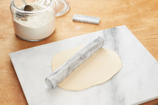 Marble French Rolling Pin with Base, White, 11"