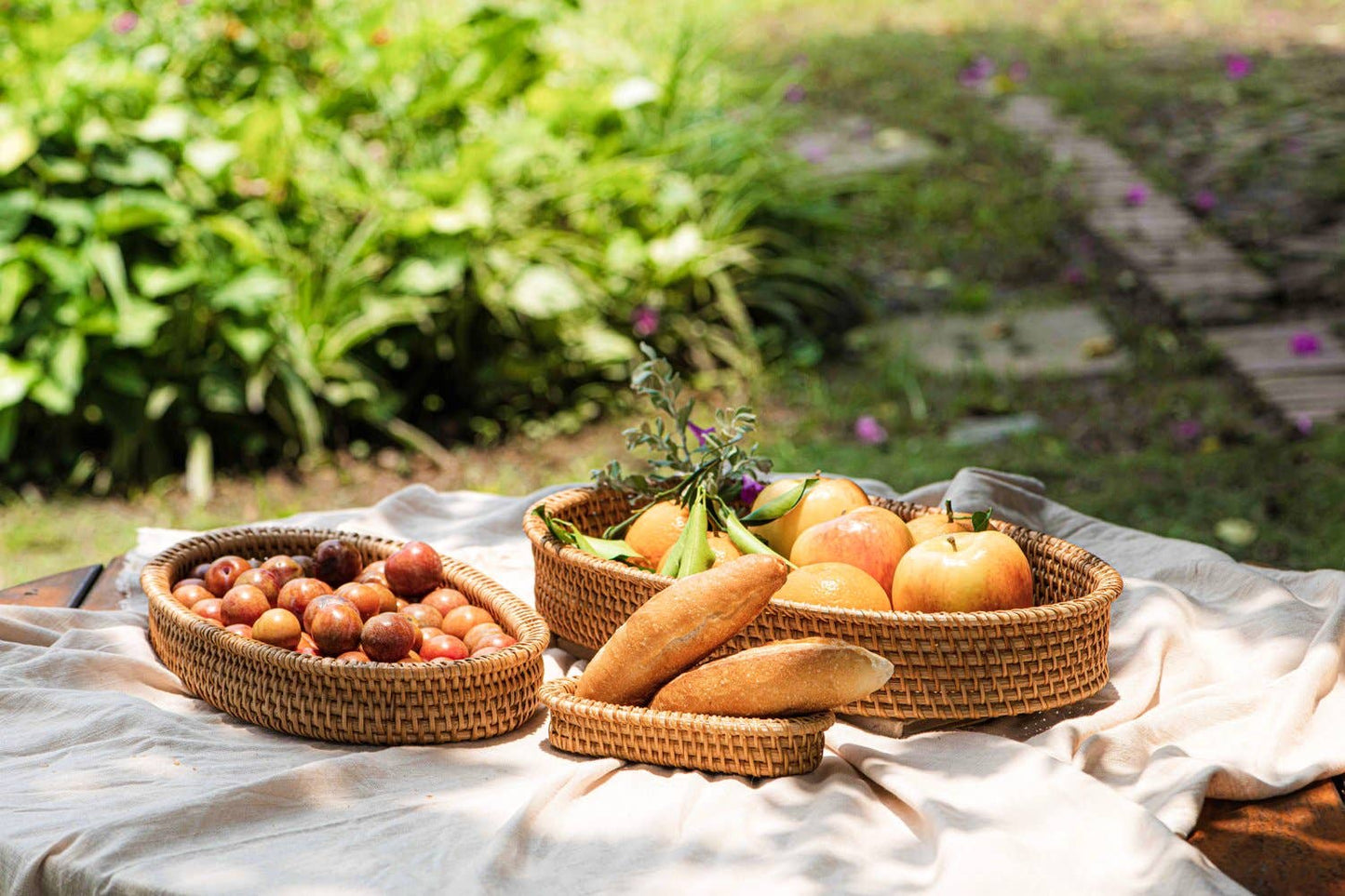 Oval Rattan Tray (Set of 3)