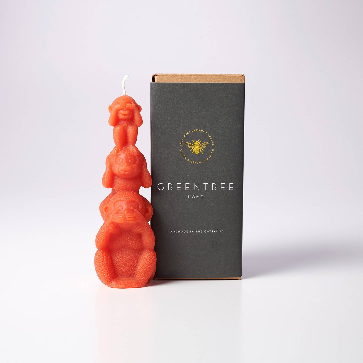 Wise Monkey Handmade Beeswax Sculptural Animal Candle: Bamboo