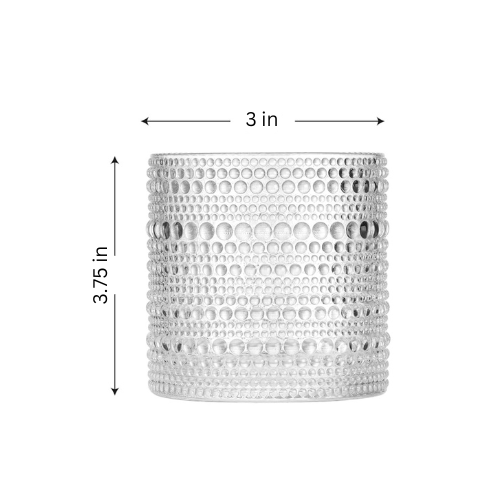 Vintage Rose/Clear Hobnail Lowball Glasses (Set of 1) - 10oz: Clear