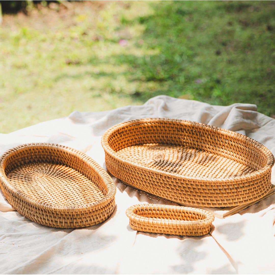 Oval Rattan Tray (Set of 3)