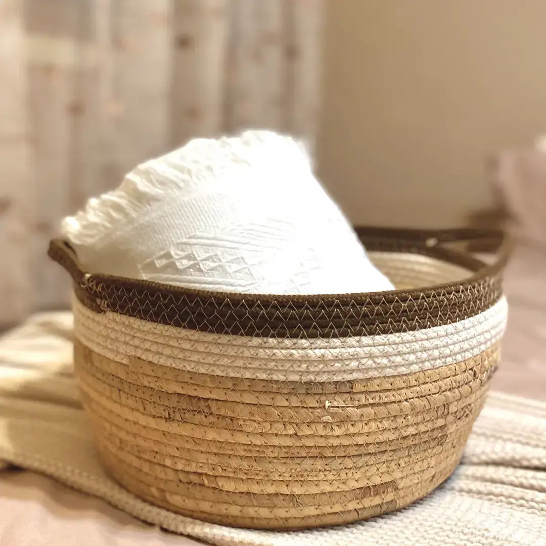 Soft Water Hyacinth and Cotton Storage Basket