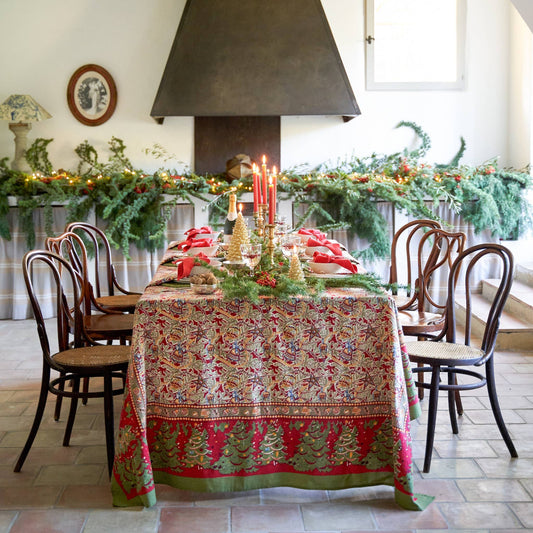 Noel Red & Green | French Tablecloths: 71" x 128"