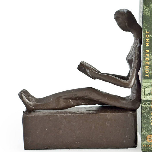 Man & Woman Reading Metal Bookend Set