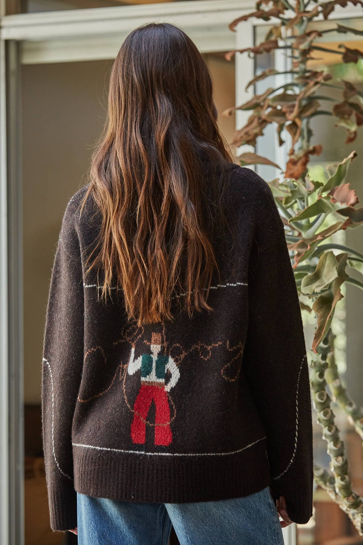 Cowboy Knit Sweater: Dark Chocolate Red / Large