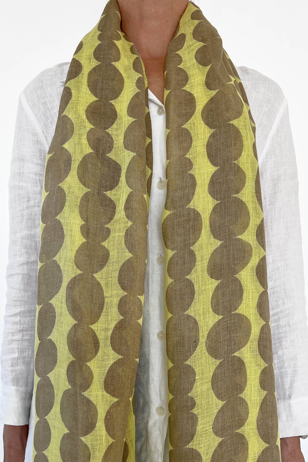 Linen Scarf: Rocks Blue/Blue