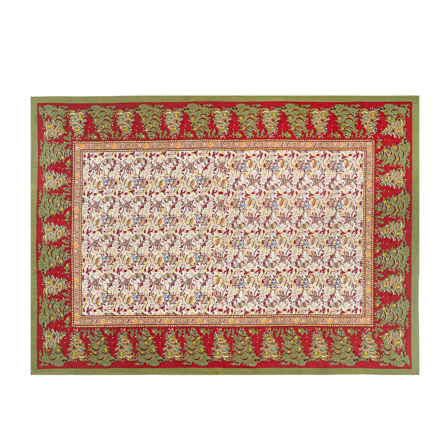 Noel Red & Green | French Tablecloths: 71" x 128"