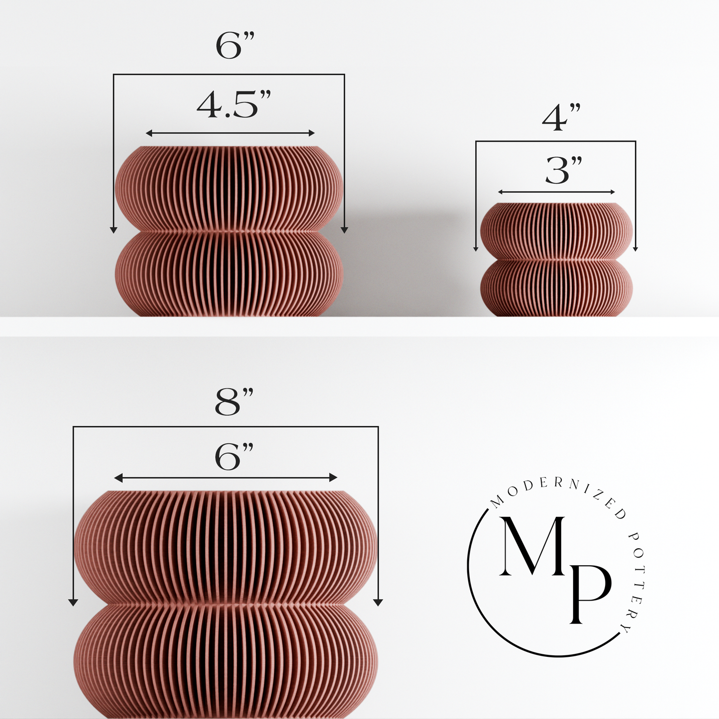 Double BUBBLES Planter: Grey / 8"