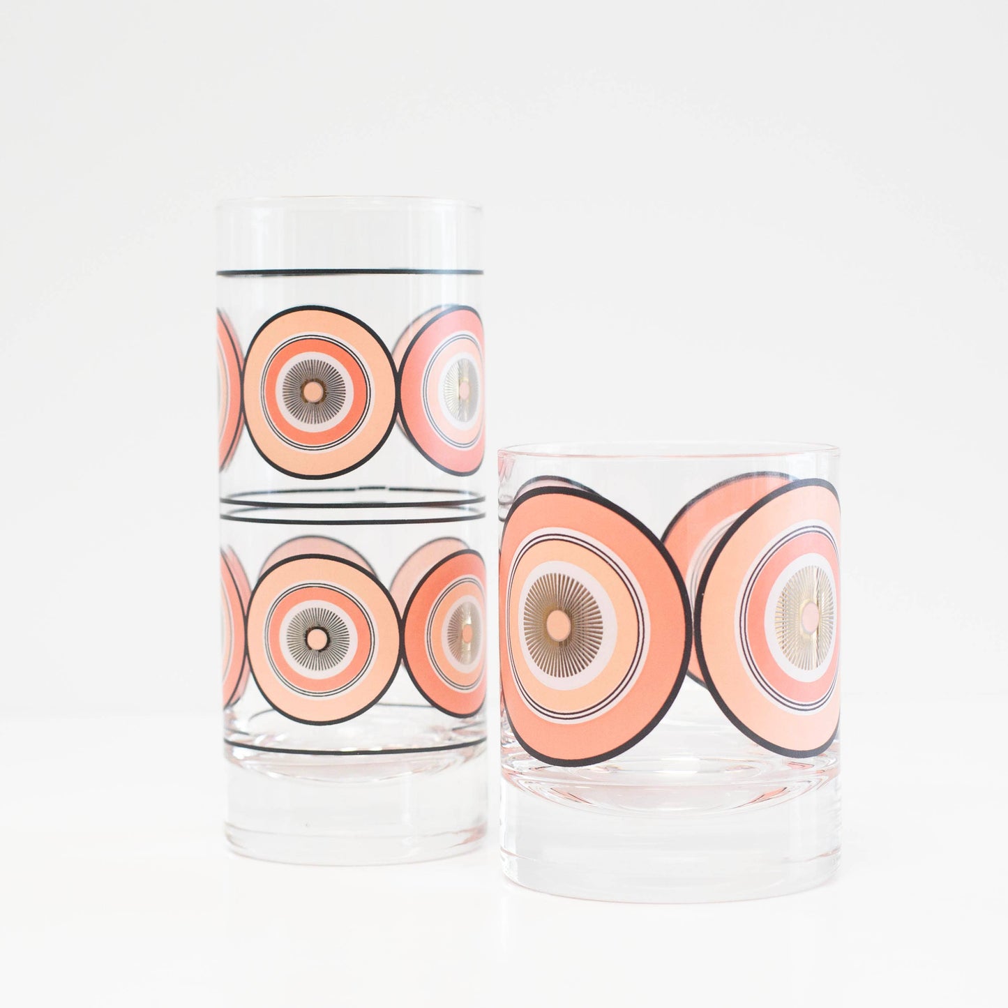 Pink Circles Cocktail Glasses Pair of 2