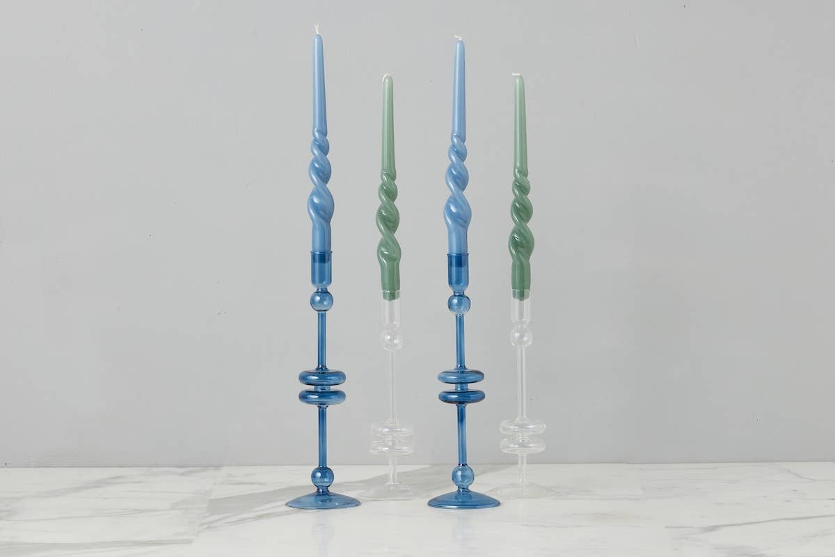 Glass Candlestick, Medium, Clear
