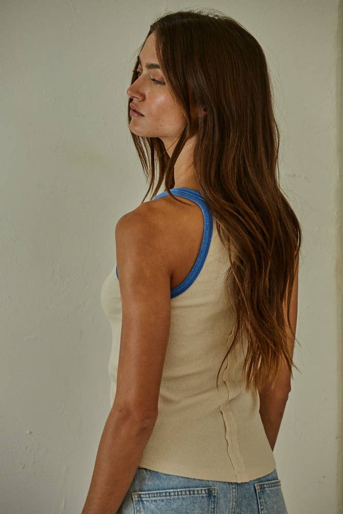 Knit Cotton Spandex Tank Top: Natural Orange / M