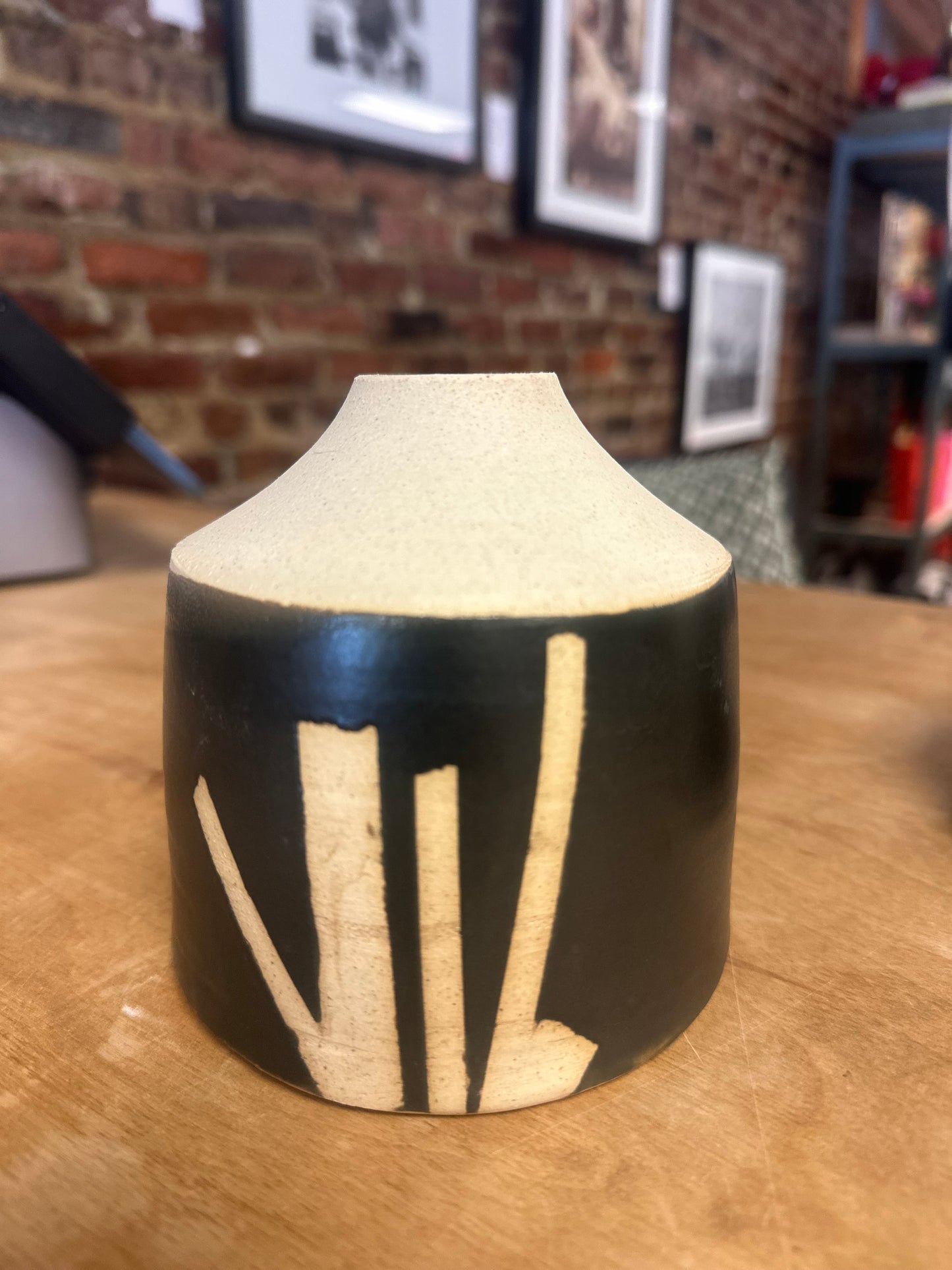 Black and Cream Minimal Vase - Susan Gregory