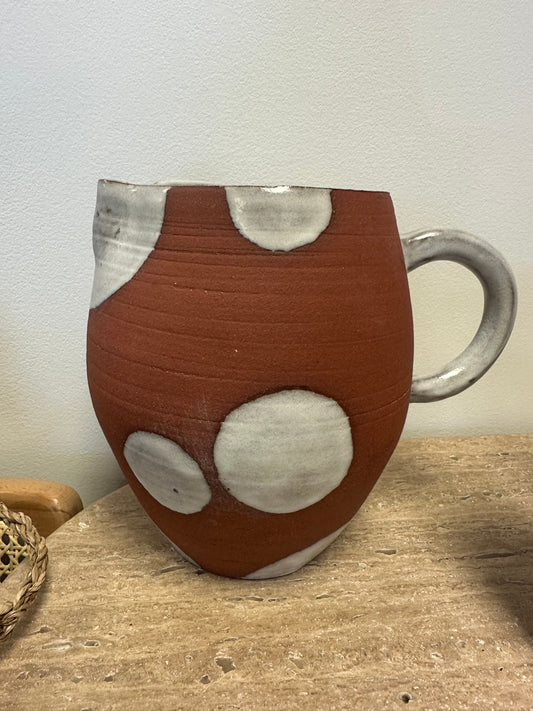 Rust Red Pitcher with Dots - Susan Gregory