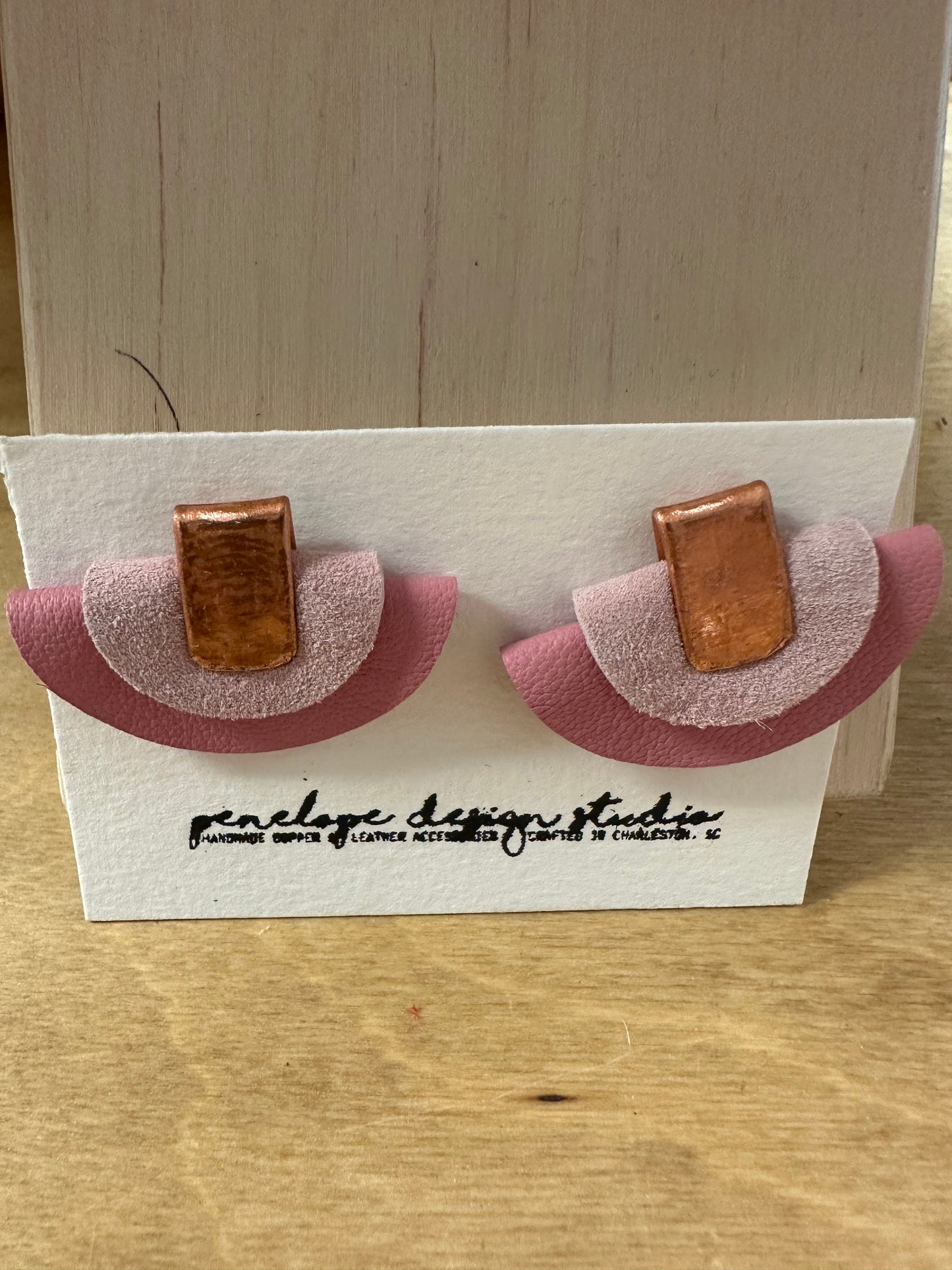 Pinks Halfmoon Leather Earrings