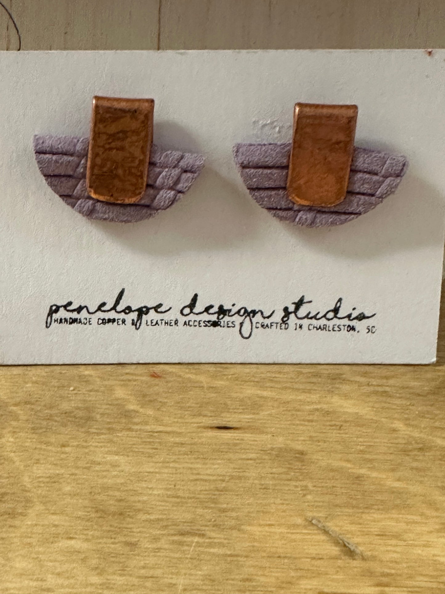 Purple Halfmoon Leather Earrings