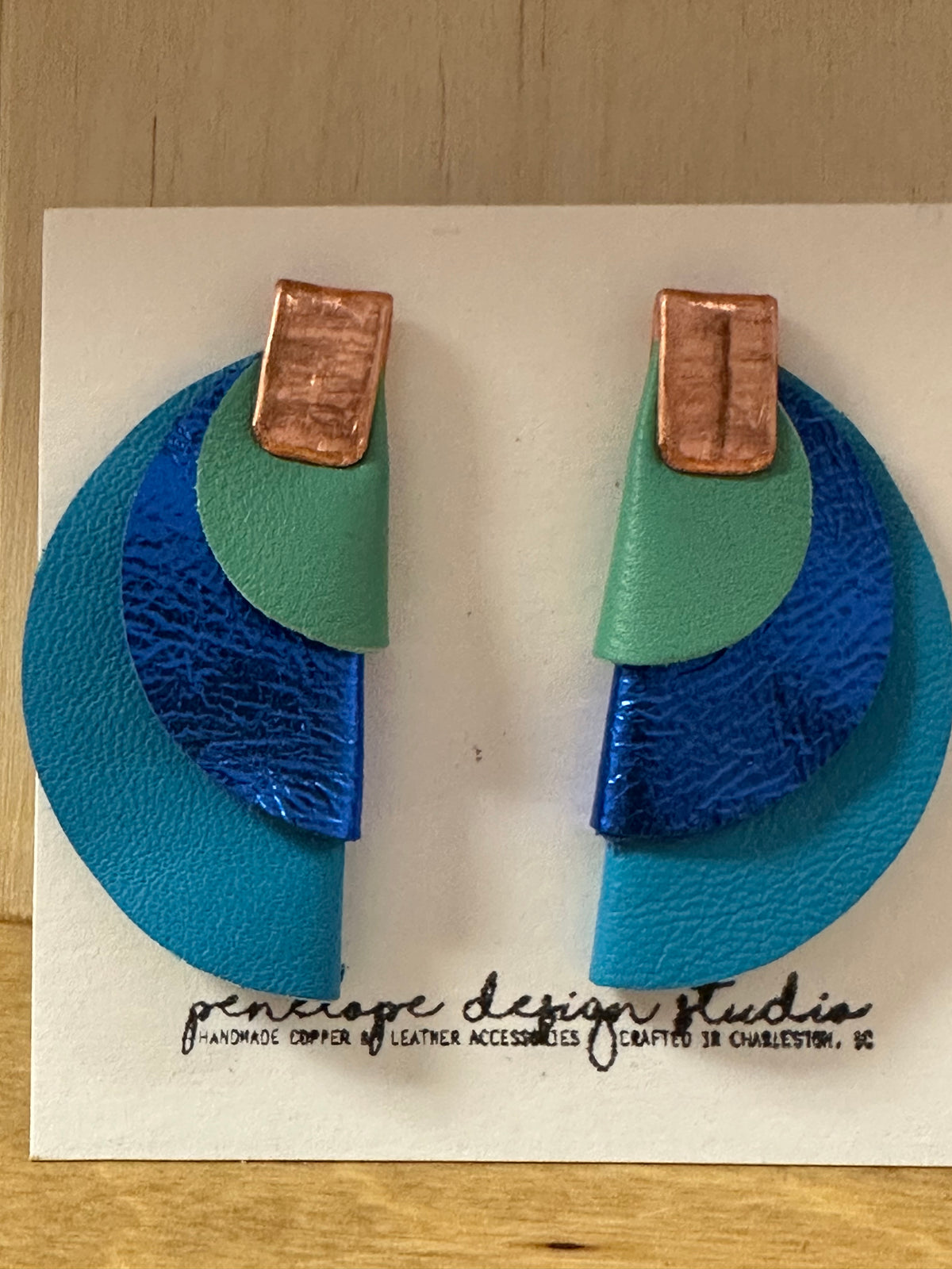 Blue and Green tiered earrings
