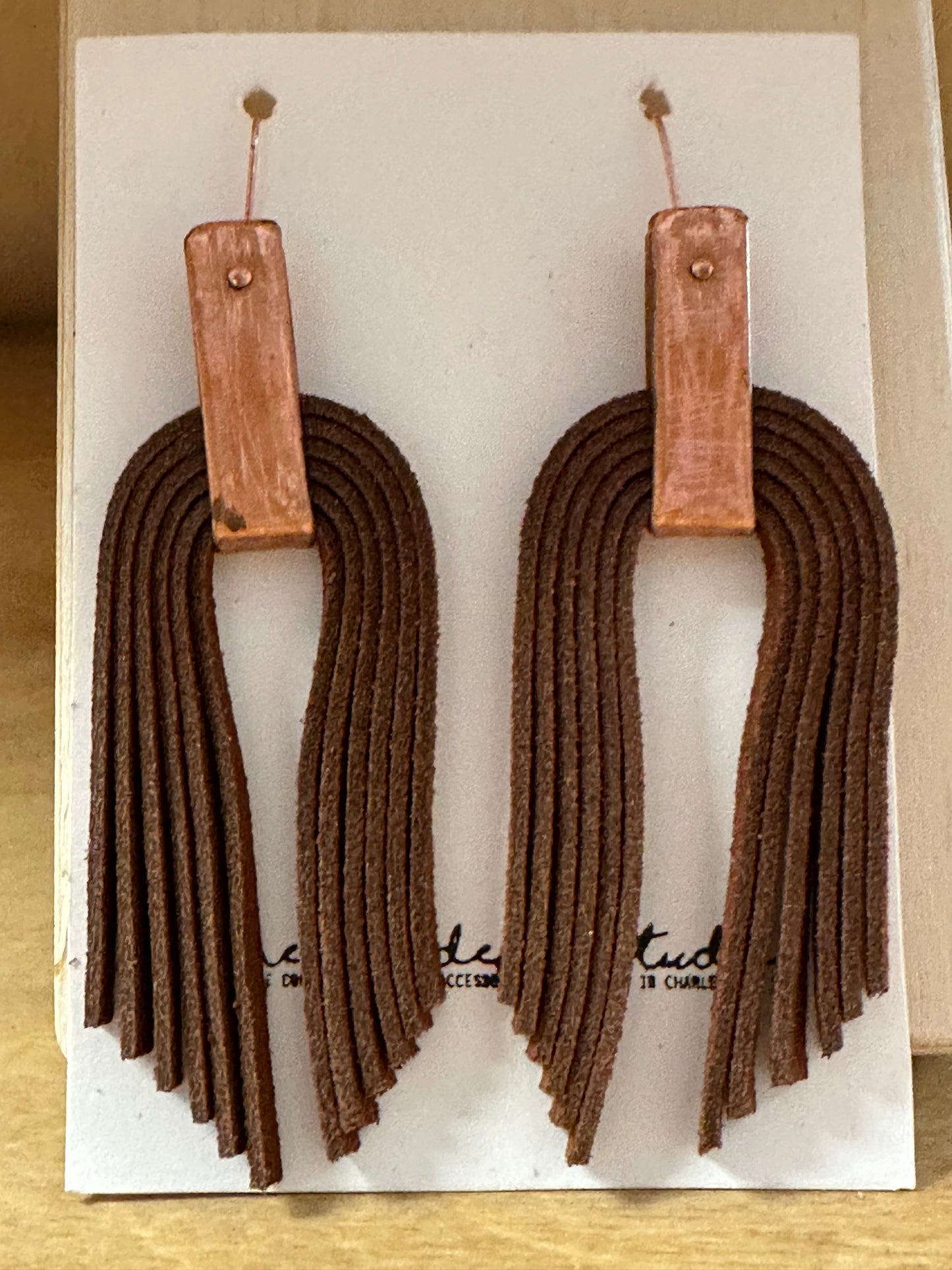 Brown Leather Horseshoe Earrings