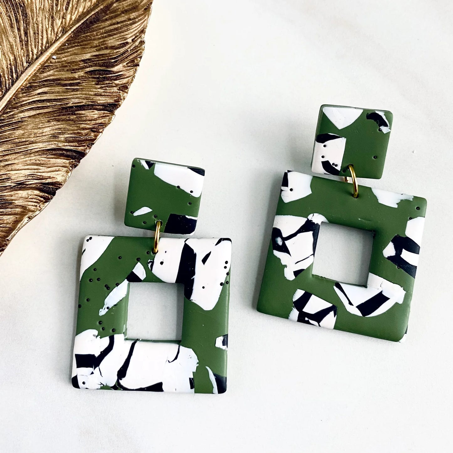 Middleton Print Olive - Earrings