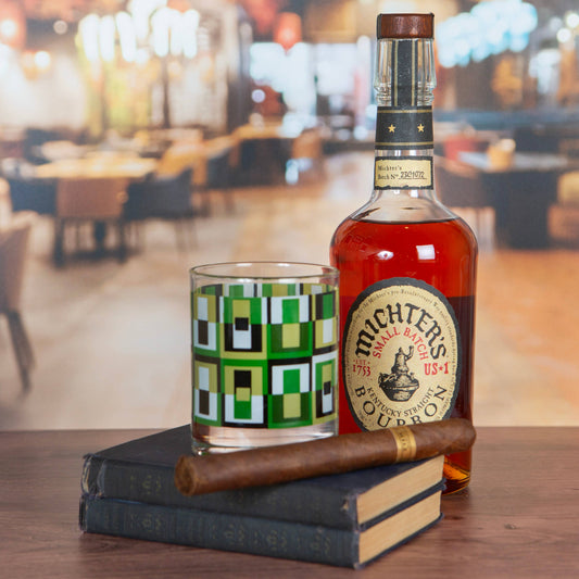 Green Square Vintage Inspired Rocks Glass Set of 2