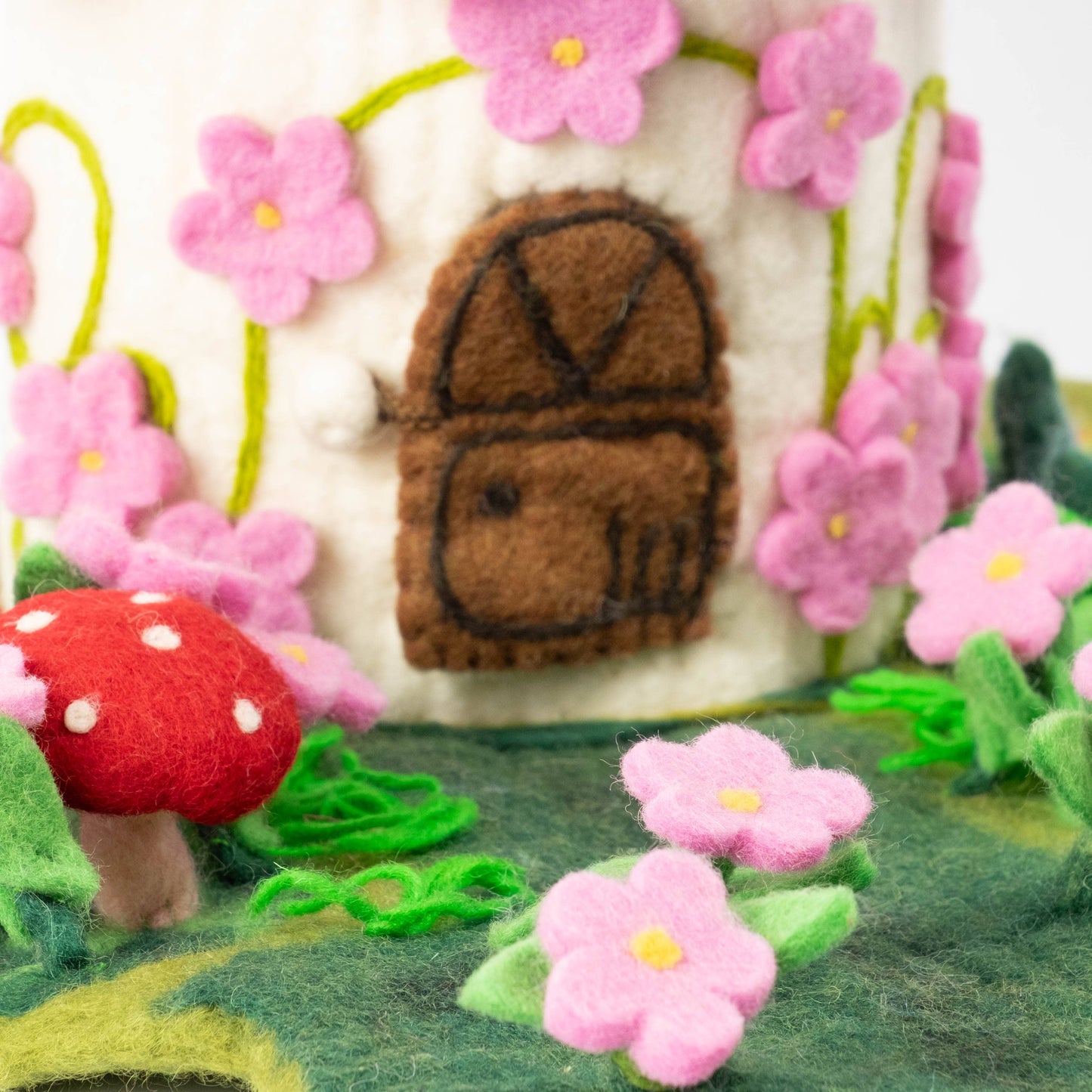 Finger Puppets - Felt Pink Fairy Cottage