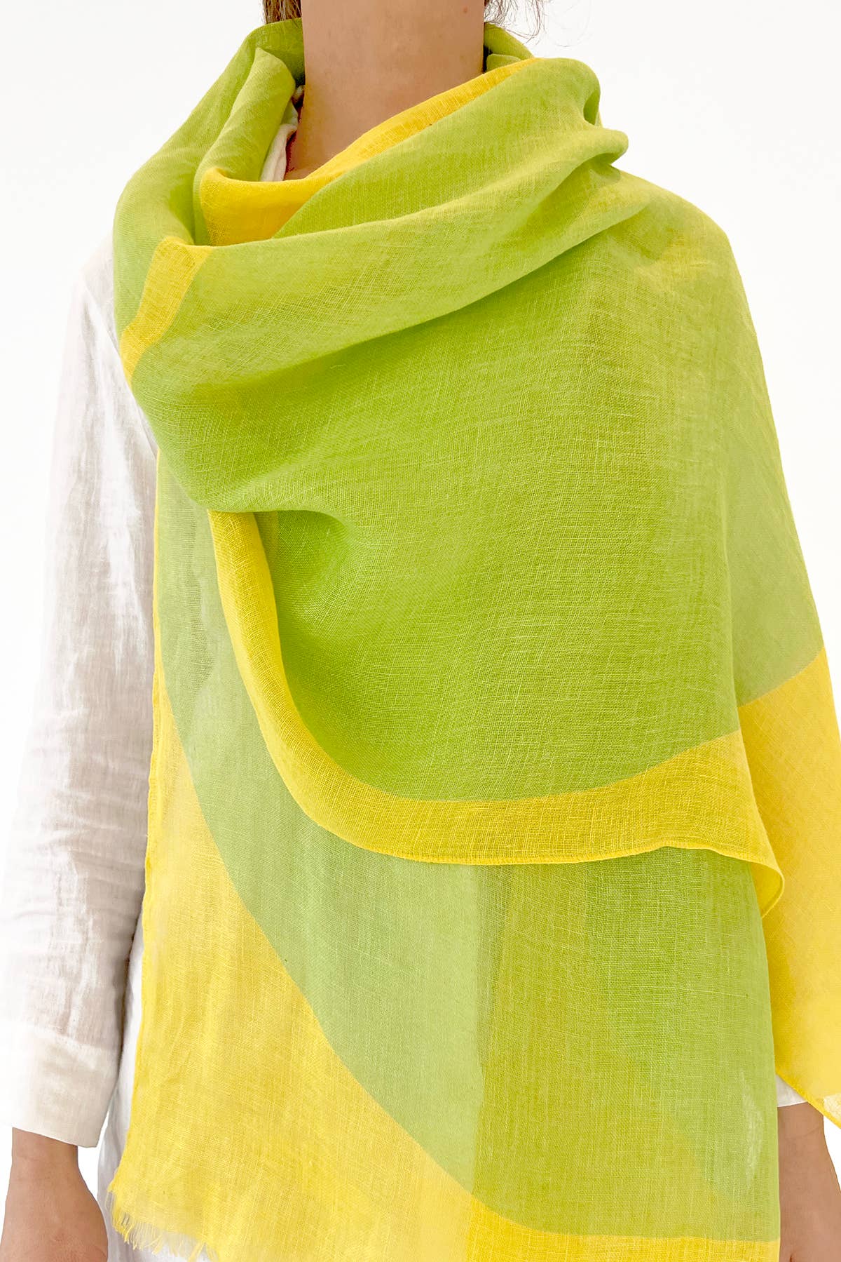 Linen Scarf: Rocks Blue/Blue
